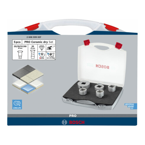 Bosch Diamanttrockenbohrer-Set X-LOCK Best for Ceramic Dry Speed 20 - 68 mm 5-teilig