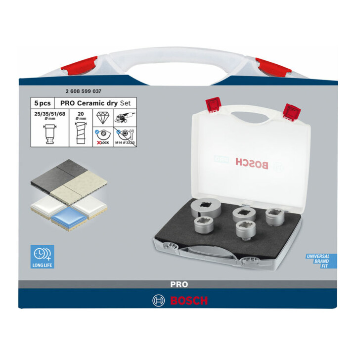 Bosch Diamanttrockenbohrer-Set X-LOCK Best for Ceramic Dry Speed 20 - 68 mm 5-teilig