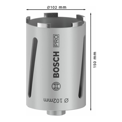 Bosch Diamanttrockenbohrkrone G 1/2", Best for Universal 102 mm 150 mm 5, 7 mm