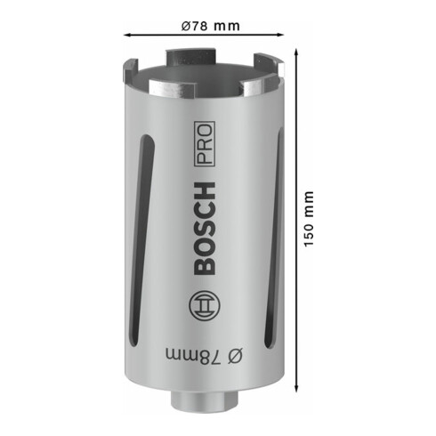 Bosch Diamanttrockenbohrkrone G 1/2", Best for Universal 78 mm 150 mm 5, 7 mm