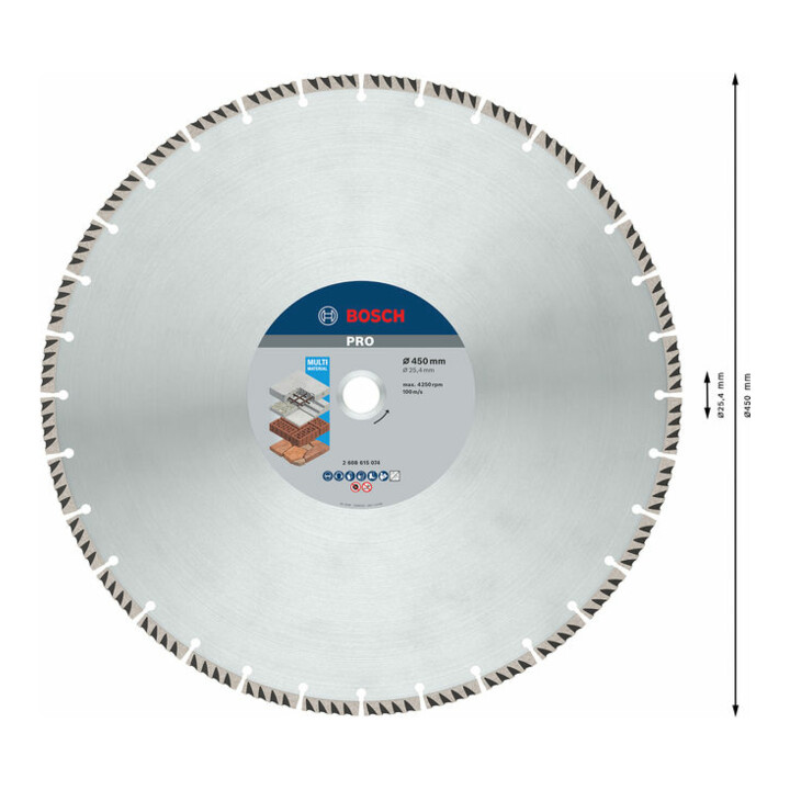 Bosch diamantzaagblad Standard for Universal 450 x 25,4 x 3,6 x 10 mm
