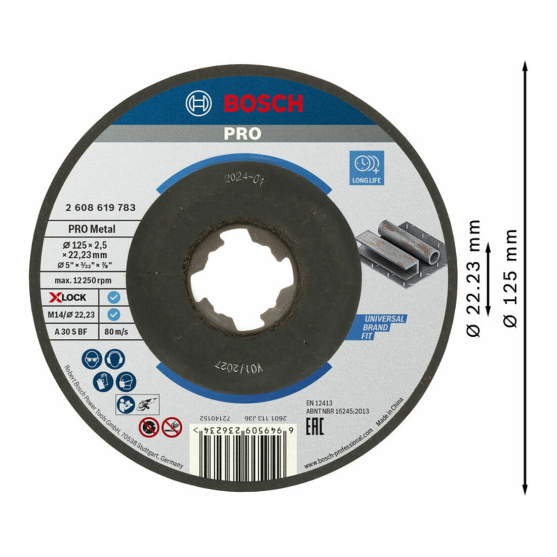 Bosch Disco da taglio a gomito Standard for Metal X-Lock, Ø 125 mm
