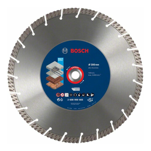 Bosch Disco da taglio diamantati EXPERT MultiMaterial 300x20/25,40x3x15mm, per seghe da banco