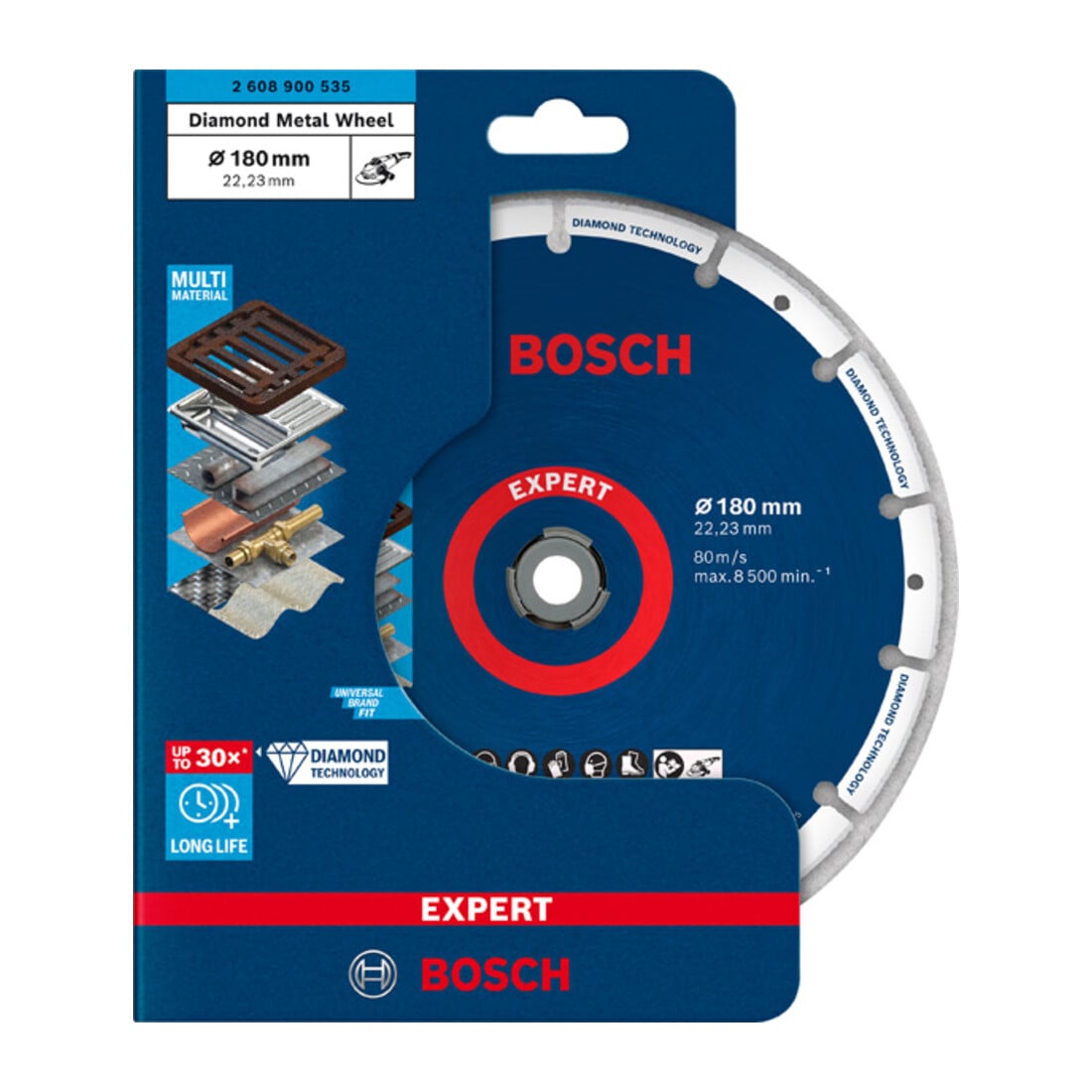Bosch Disco da taglio diamantato EXPERT Metal Wheel 180x22,23mm, per smerigliatrici angolari grandi con dado di serraggio