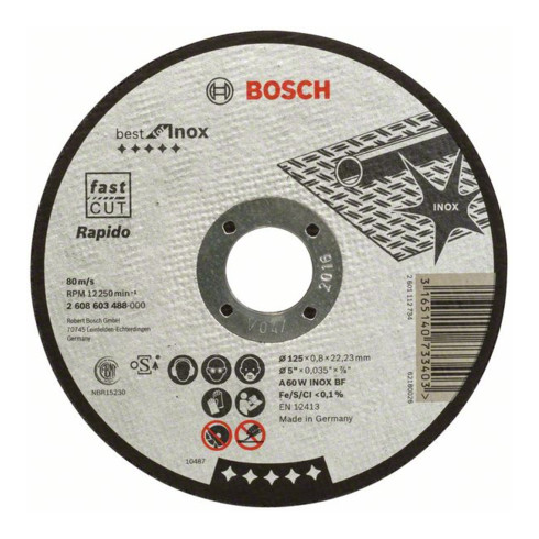 Bosch Disco da taglio dritto Best for Inox - Rapido A 60 W Inox BF, 125mm, 22,23mm, 0,8