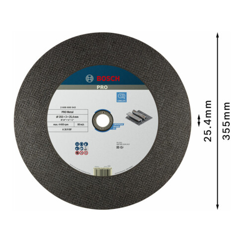 Bosch Disco da taglio dritto Expert for Metal A 36 R BF 355mm 25,40mm 2,8mm