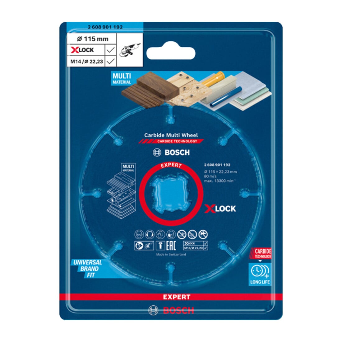 Bosch Disco da taglio EXPERT Carbide Multi Wheel X-LOCK 115mm 22,23mm, per smerigliatrici angolari con X-LOCK e dado di serraggio