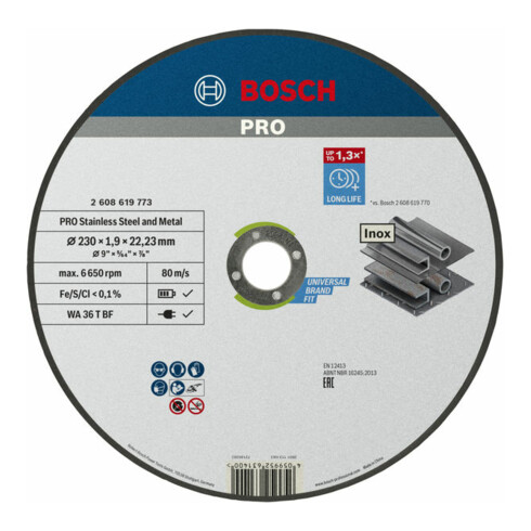 Bosch Disco da taglio Standard for Inox, Ø 230 mm