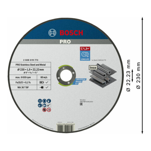 Bosch Disco da taglio Standard for Inox, Ø 230 mm