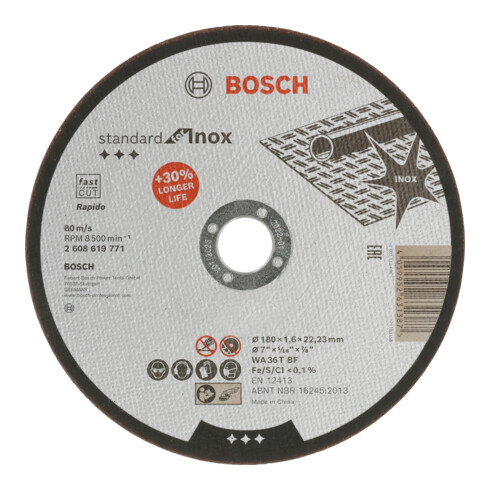 Bosch Disco da taglio Standard for Inox, Ø 180 mm