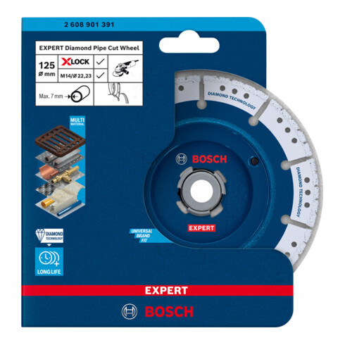 Bosch Disco diamantato per tubi EXPERT X-LOCK, per piccole smerigliatrici angolari