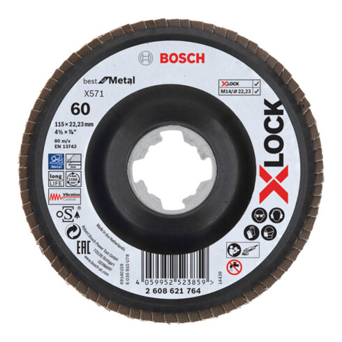 Bosch Disco lamellare X-LOCK X571 Best for Metal Ø115mm, grana 60