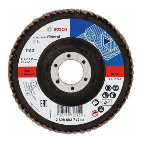 Bosch Disco lamellare X431 Standard for Metal, in fibre di vetro, dritto