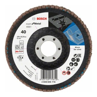 Bosch Disco lamellare X551 Expert for Metal, angolare, fibre di vetro