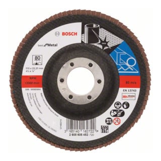 Bosch Disco lamellare X571 Best for Metal, angolare, 115x22,23mm, 80, vetro