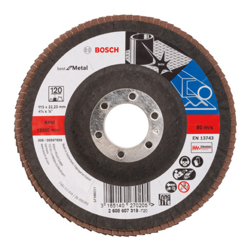 Bosch Disco lamellare X571 Best for Metal, angolato, 115mm, 120, fibre di vetro