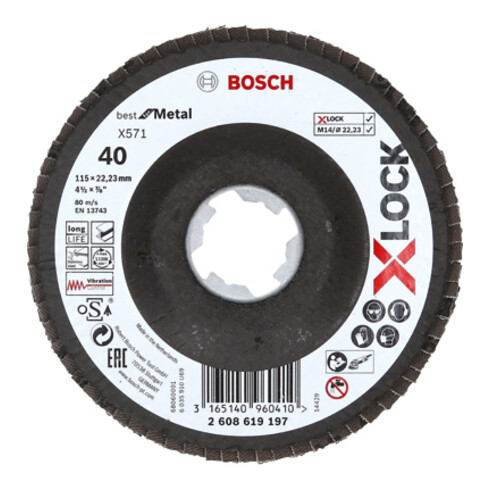 Bosch Disco lamellare X571 Best for Metal, angolato, fibra