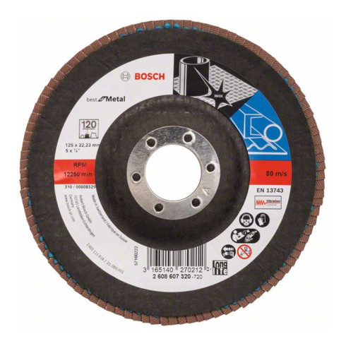 Bosch Disco lamellare X571 Best for Metal, angolato, 125x22,23mm,120, vetro