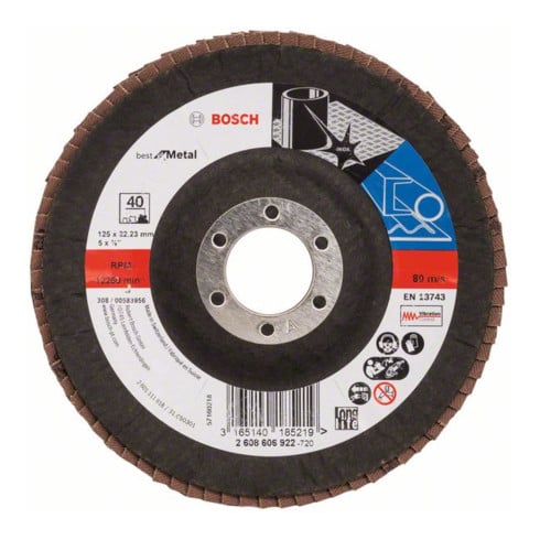 Bosch Disco lamellare X571 Best for Metal, angolato, 125x22,23mm, 40, vetro
