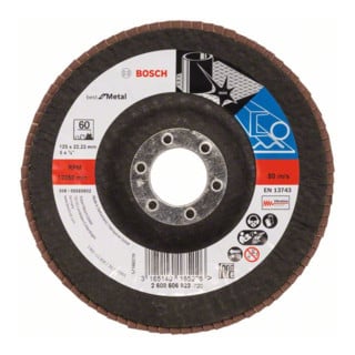 Bosch Disco lamellare X571 Best for Metal, angolato, 125x22,23mm, 60, vetro