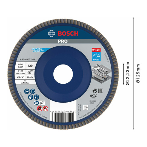 Bosch Disco lamellare X571 Best for Metal, dritto, plastica