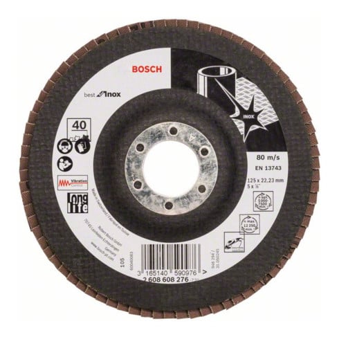 Bosch Disco lamellare X581 Best for Inox, dritto, 125mm, 40, fibre di vetro