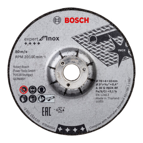 Bosch Disco per sgrossatura Expert for Inox A 30 Q INOX BF 76 x 4 x 10 mm 2 pz