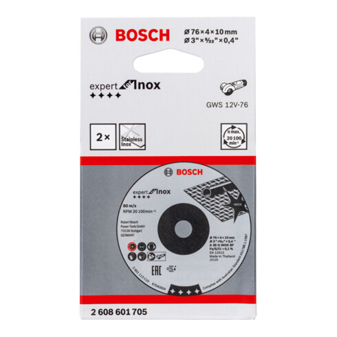 Bosch Disco per sgrossatura Expert for Inox A 30 Q INOX BF 76 x 4 x 10 mm 2 pz