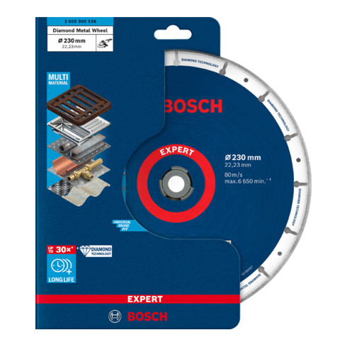 Bosch Disco per troncatura EXPERT Diamond Metal Wheel 230 x 22,23 mm per smerigliatrici angolari grandi con ghiera di serraggio