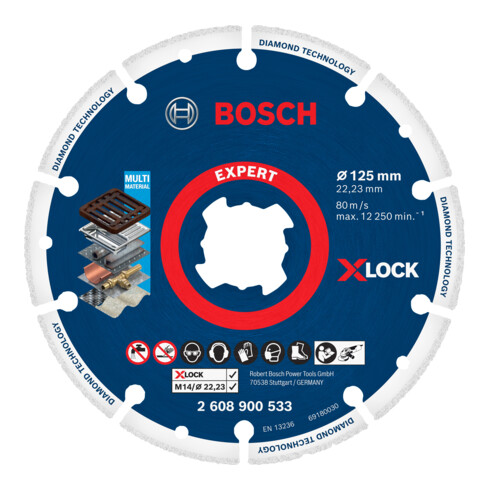 Bosch Disco per troncatura EXPERT Diamond Metal Wheel X-LOCK 125 x 22,23 mm per smerigliatrici angolari con X-LOCK e con ghiera di serraggio