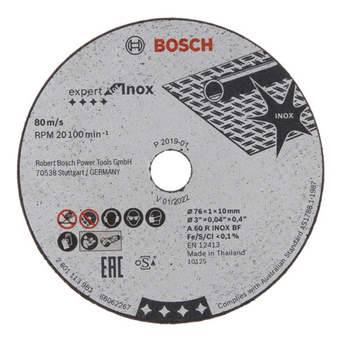 Bosch Disco per troncatura Expert for inox A 60 inox BF 76 mm 10 mm 1 mm