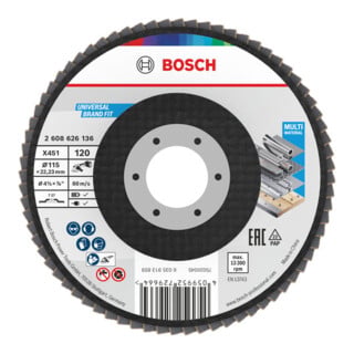 Bosch Disque à lamelles X451, 115 × 22,23 mm, K120, Z27, 15 pièces