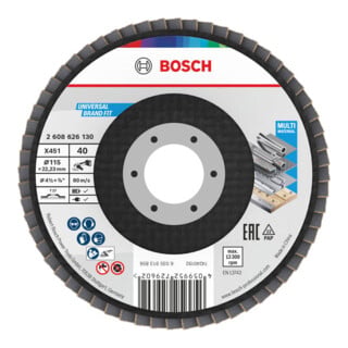 Bosch Disque à lamelles X451, 115 × 22,23 mm, K40, Z27, 15 pièces