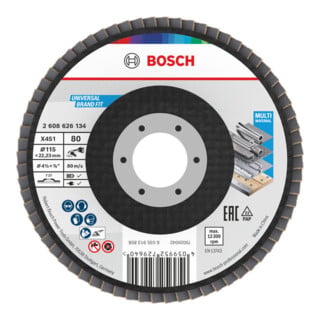 Bosch Disque à lamelles X451, 115 × 22,23 mm, K80, Z27, 15 pièces