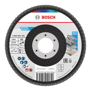 Bosch Disque à lamelles X451, 115 × 22,23 mm, K80, Z29, 15 pièces