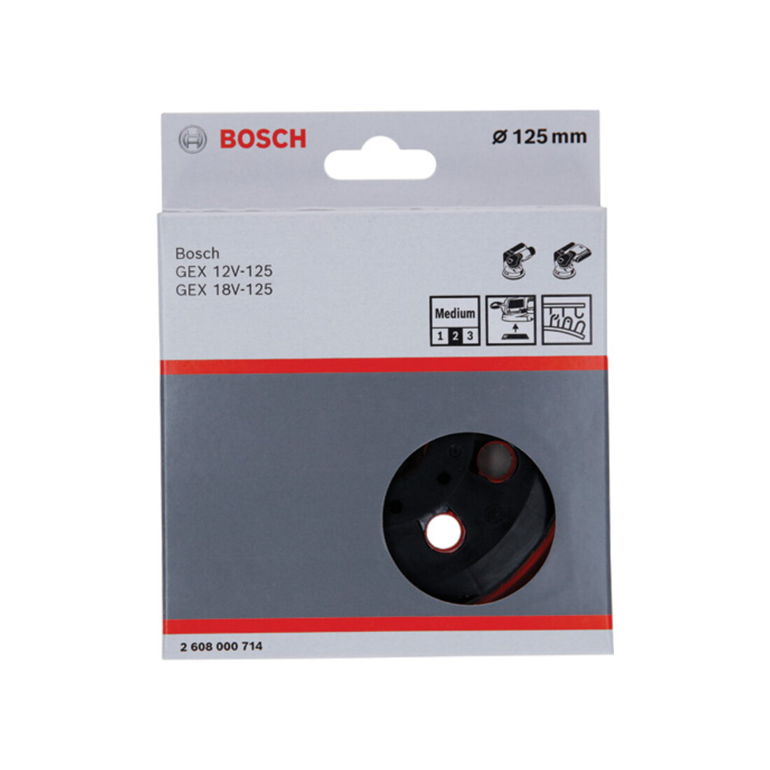 Bosch Disque de ponçage 8 trous, 125 mm, moyen, convient pour : GEX 12V-125, GEX 18V-125 Professional