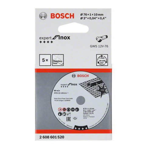 Bosch doorslijpschijf Expert for Inox A 60 R INOX BF 76 mm 10 mm 1 mm