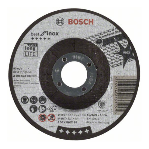 Bosch doorslijpschijf gekarteld Best for Inox A 30 V INOX BF, 115 mm, 22,23 mm, 2,5 mm