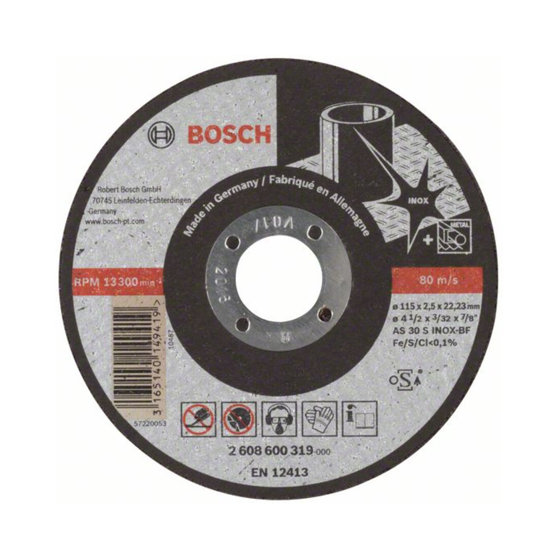 Bosch doorslijpschijf recht Expert for Inox AS 30 S INOX BF 115 mm 2,5 mm