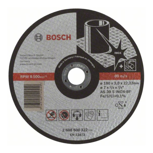 Bosch doorslijpschijf recht Expert for Inox AS 30 S INOX BF 180 mm 3 mm