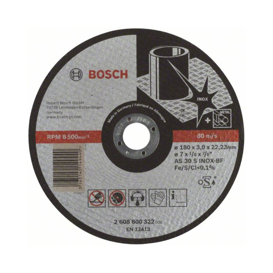 Bosch doorslijpschijf recht Expert for Inox AS 30 S INOX BF 180 mm 3 mm