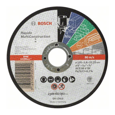 Bosch doorslijpschijven Multi Construction Rapido, recht