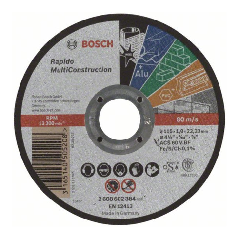 Bosch doorslijpschijven Multi Construction Rapido, recht