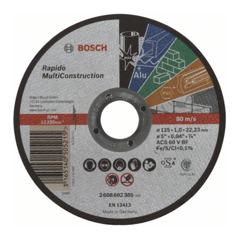 Bosch doorslijpschijven Multi Construction Rapido, recht