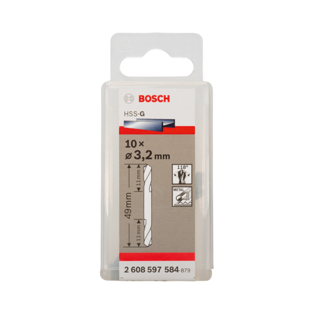 Bosch Doppelendbohrer HSS-G 3,2 x 11 x 49 mm