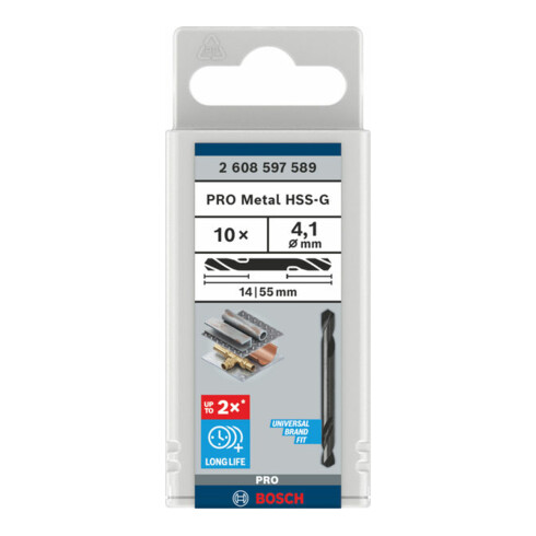 Bosch Doppelendbohrer HSS-G 4,1 x 14 x 55 mm