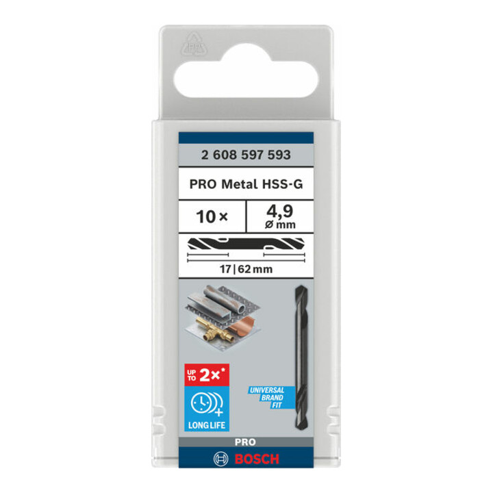 Bosch Doppelendbohrer HSS-G 4,9 x 17 x 62 mm