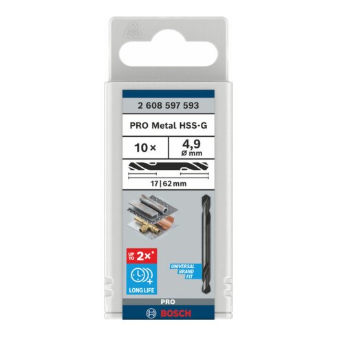 Bosch Doppelendbohrer HSS-G 4,9 x 17 x 62 mm