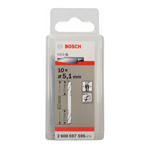 Bosch Doppelendbohrer HSS-G 5,1 x 17 x 62 mm
