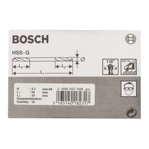 Bosch Doppelendbohrer HSS-G 5,7 x 19 x 66 mm